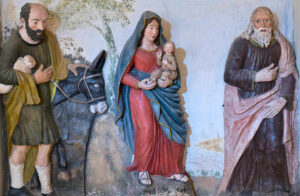 Dettaglio della Cappella della Fuga in Egitto, a San Vivaldo, un luogo affascinante vicino a Gambassi Terme da visitare anche a Natale con i bambini, per vivere insieme un’esperienza culturale e magica nel cuore della Toscana